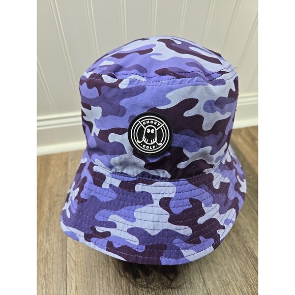 GHOST GOLF Bucket Hat Reversivle Purple Camo / Navy Blue Vented Lightweight S/M - Picture 2 of 13
